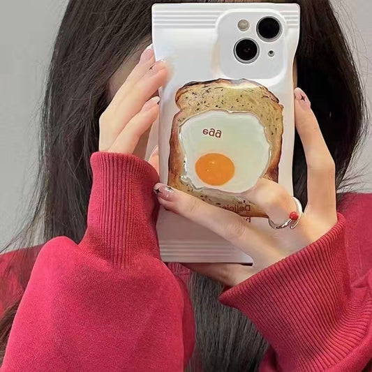 Cute Egg Chees Bread: Fashionable Phone Case with Holder