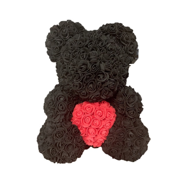 Black red H / 40CM WildHotDeals Rose Bear Heart Artificial FloweR