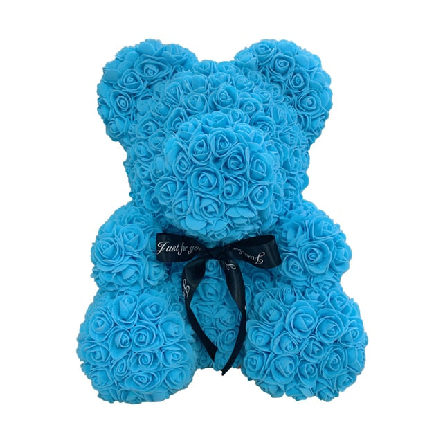 Blue / 40CM WildHotDeals Rose Bear Heart Artificial FloweR