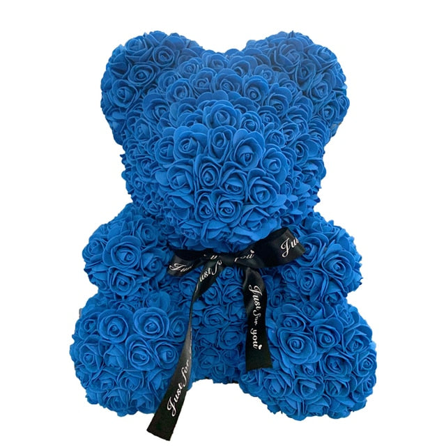 Deep blue / 40CM WildHotDeals Rose Bear Heart Artificial FloweR