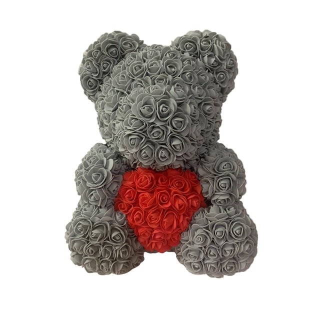 Grey red H / 40CM WildHotDeals Rose Bear Heart Artificial FloweR