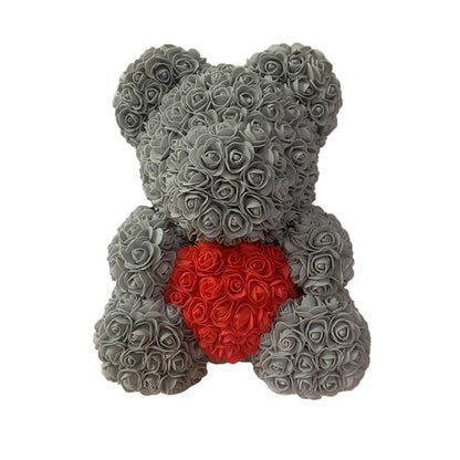 Grey red H / 40CM WildHotDeals Rose Bear Heart Artificial FloweR