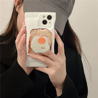 Cute Egg Chees Bread: Fashionable Phone Case with Holder