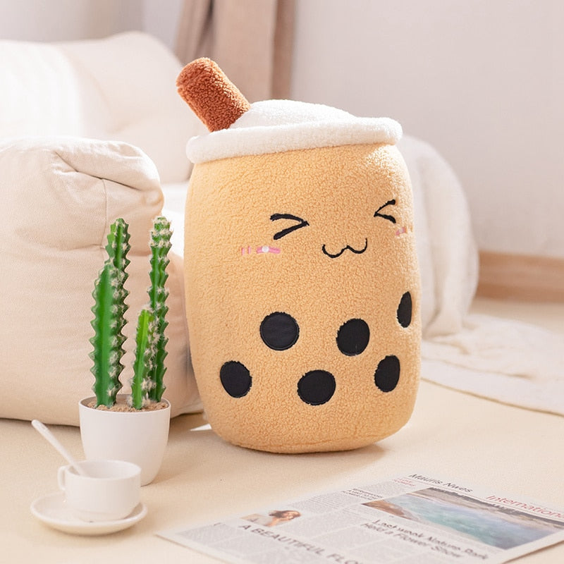 abour 32-35cm / Shy teddy plush brown WildHotDeals Cute Stuffed Boba Tea Plushies Pillow