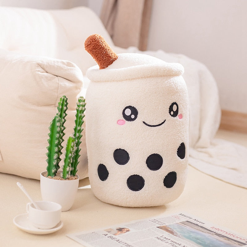 abour 32-35cm / teddy plush white WildHotDeals Cute Stuffed Boba Tea Plushies Pillow