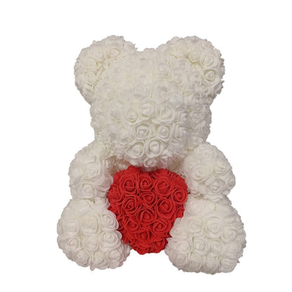 White red H / 40CM WildHotDeals Rose Bear Heart Artificial FloweR