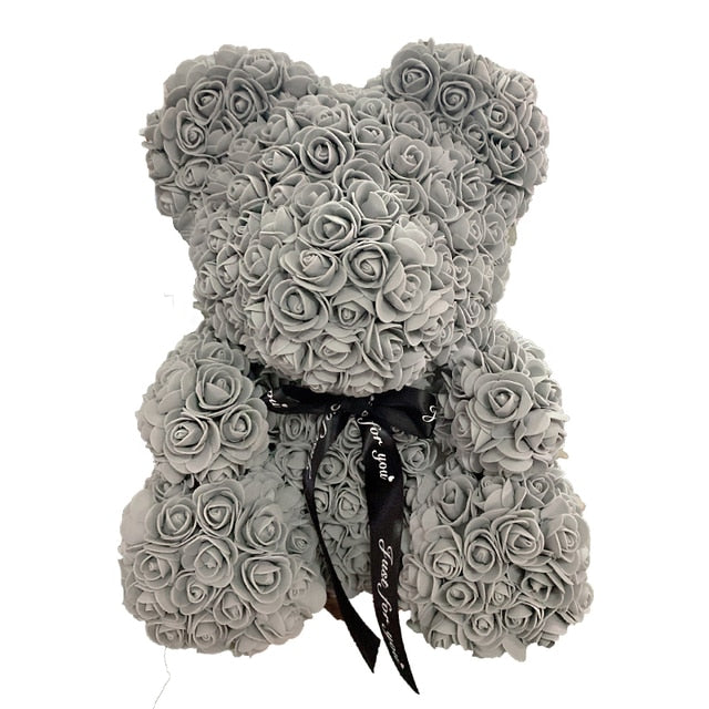 Grey / 40CM WildHotDeals Rose Bear Heart Artificial FloweR