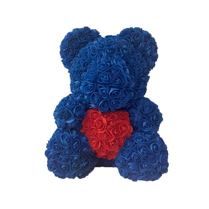 Deep blue red H / 40CM WildHotDeals Rose Bear Heart Artificial FloweR